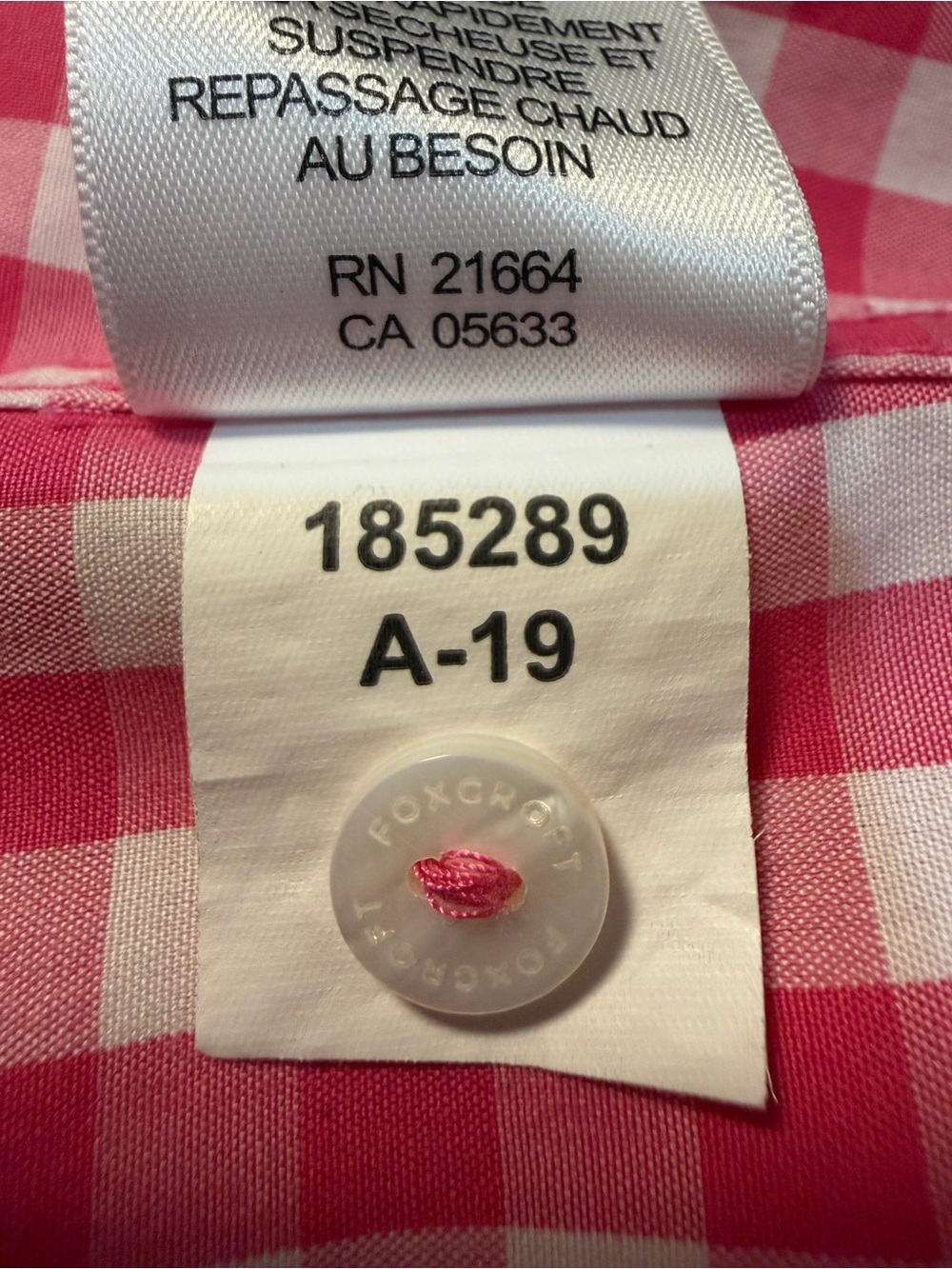Foxcroft NYC Heritage Non Iron Pink and White Gingham Button-Down Shirt Top- 18W - Picture 12 of 12